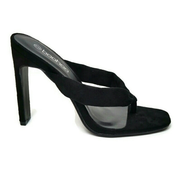 Boohoo Open Toe Post Thong Slim Heel Mule Sandals - Picture 9 of 10